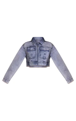 Acid Wash Denim Cropped Jacket