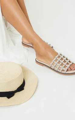 Alisa Nude Large Studded Slides