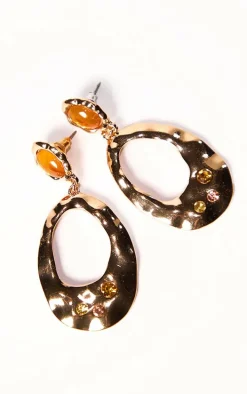 Amber Abstract Molten Jewel Statement Stud Earrings