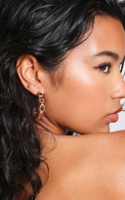 Amber Jewel Detail Hoop Earrrings