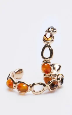 Amber Jewel Detail Hoop Earrrings