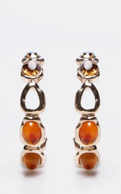 Amber Jewel Detail Hoop Earrrings