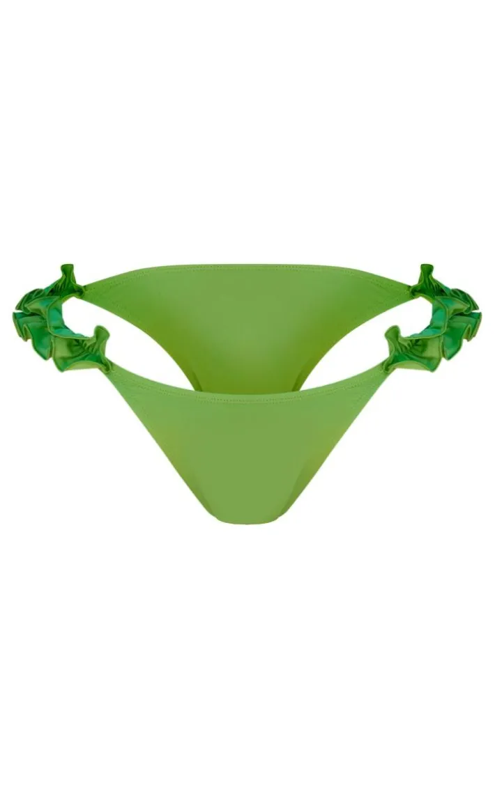 Apple Green Ruffle Tanga Bikini Bottoms