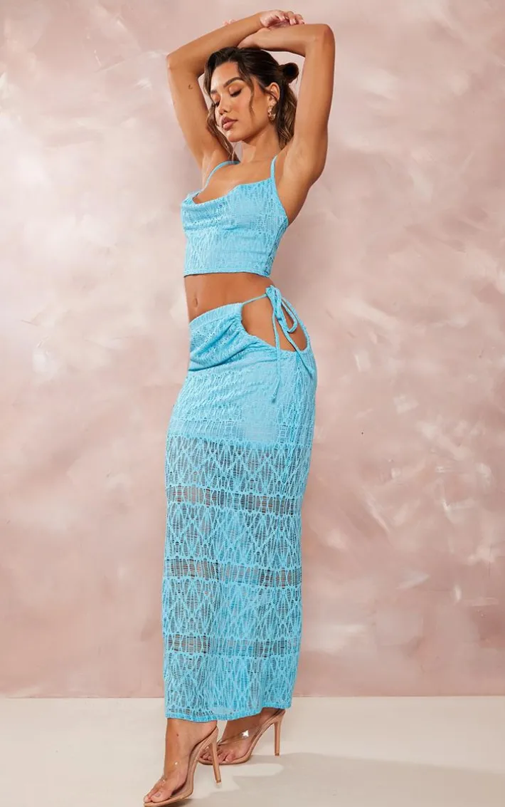 Aqua Crochet Look Low Rise Midaxi Skirt