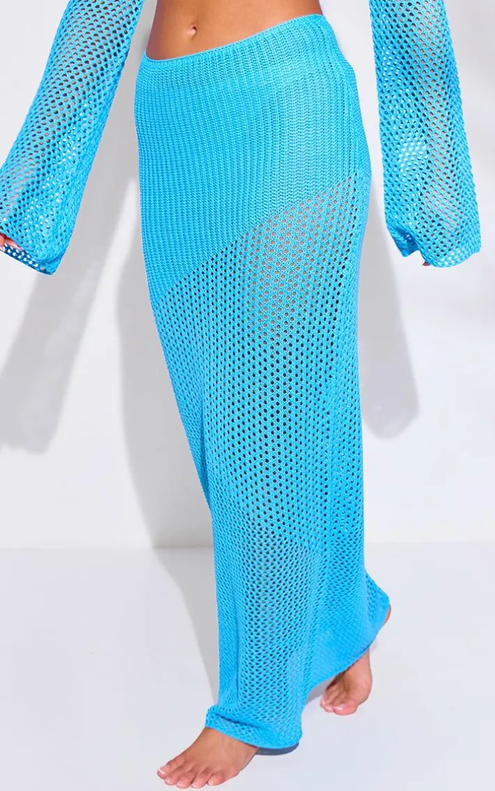Aqua Crochet Maxi Beach Skirt