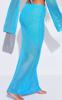 Aqua Crochet Maxi Beach Skirt