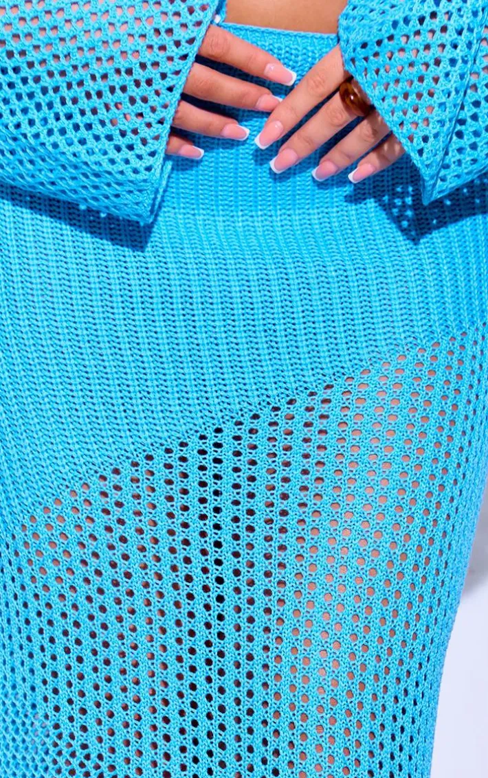Aqua Crochet Maxi Beach Skirt
