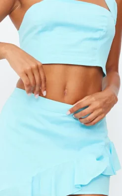 Aqua Linen Look Scarf Detail Bandeau