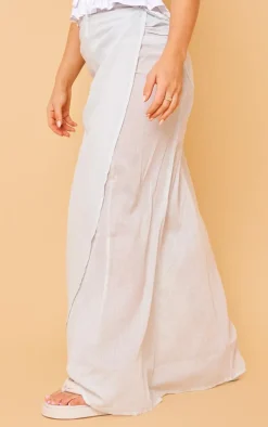 Aqua Sheer Linen Look Wrap Over Maxi Skirt