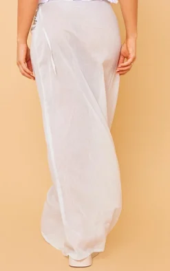 Aqua Sheer Linen Look Wrap Over Maxi Skirt