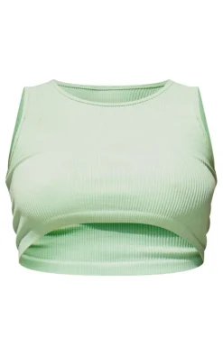 Aqua Structured Contour Sleeveless Rib Crop Top