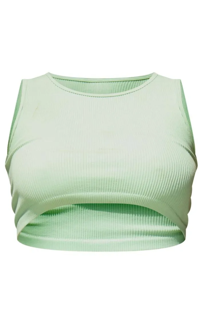 Aqua Structured Contour Sleeveless Rib Crop Top