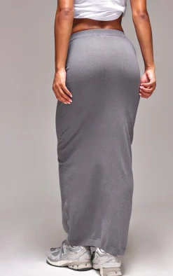 Ash Grey Basic Fine Knit Maxi Skirt