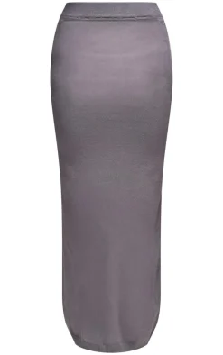 Ash Grey Basic Fine Knit Maxi Skirt