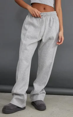 Ash Grey Basic Wide Leg Sweatpants