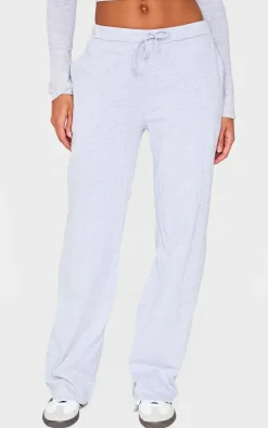 Ash Grey Cotton Jersey Wide Leg Pants