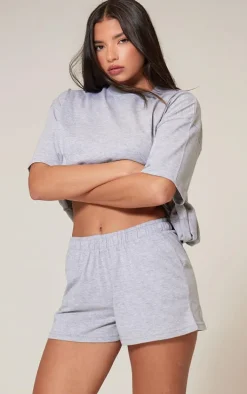 Ash Grey Cotton Oversized Boxy Shorts