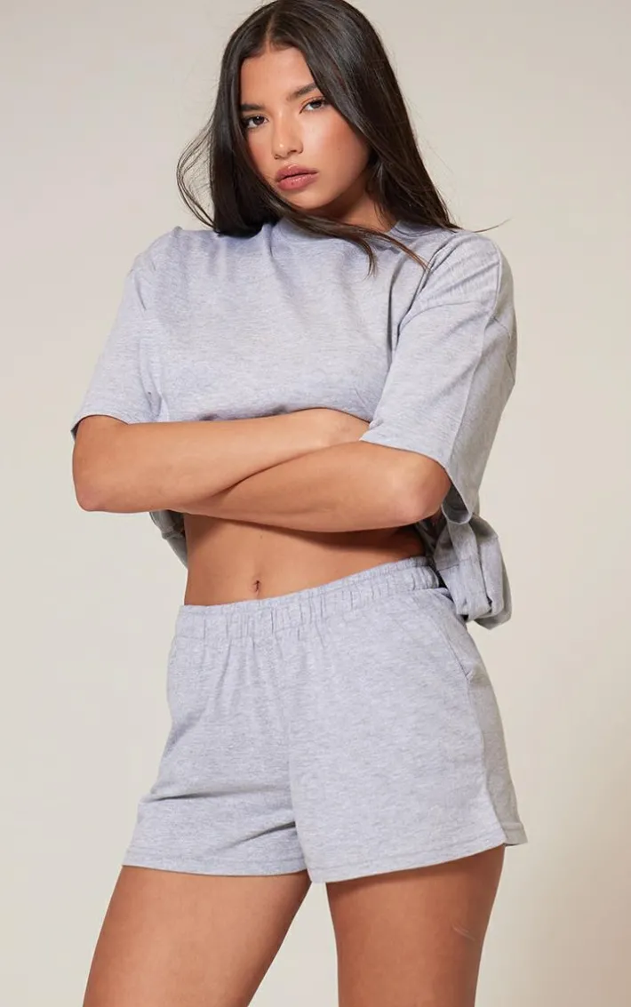 Ash Grey Cotton Oversized Boxy Shorts