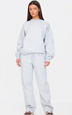 Ash Grey Drawstring Wide Leg Sweatpants
