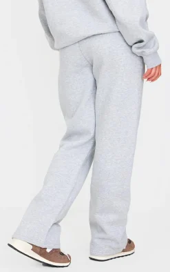 Ash Grey Drawstring Wide Leg Sweatpants