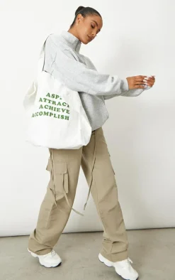 Ash Grey Half Zip Oversized Contrast Piping Sweatshirt