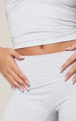 Ash Grey Marl Sculpt High Waist Gym Shorts