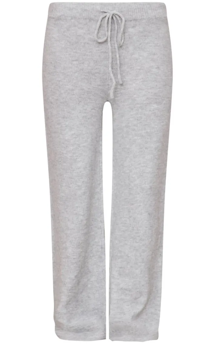 Ash Grey Marl Soft Knit Wide Leg Pants