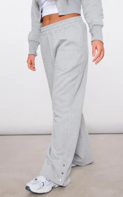 Ash Grey Mid Rise Wide Leg Sweatpants