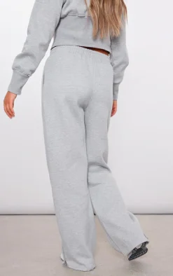 Ash Grey Mid Rise Wide Leg Sweatpants