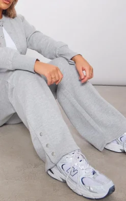 Ash Grey Mid Rise Wide Leg Sweatpants