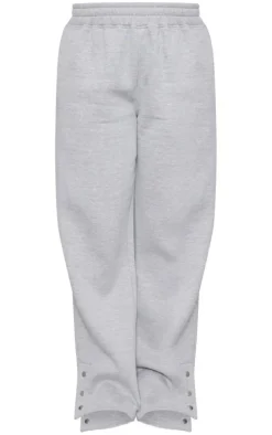 Ash Grey Mid Rise Wide Leg Sweatpants