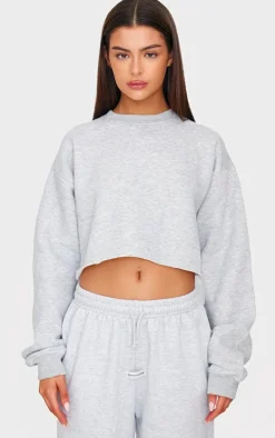 Ash Grey Oversized Cropped Crewneck Sweatshirt