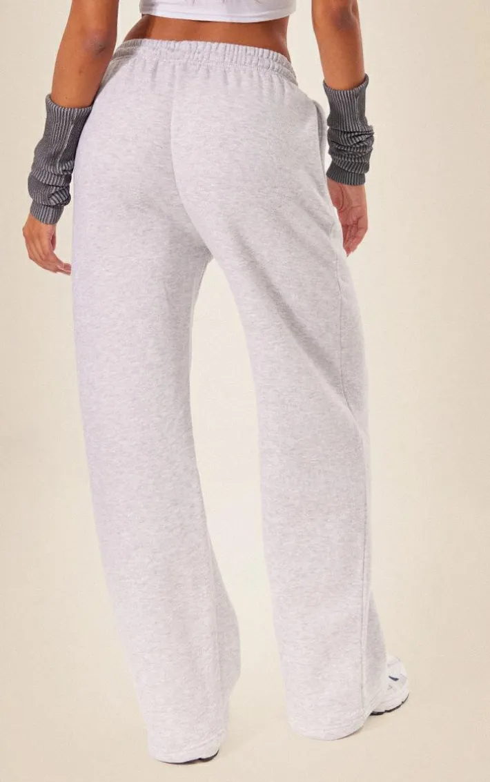 Ash Grey Pintuck Drawstring Straight Leg Sweatpants