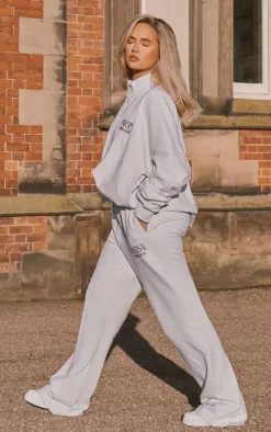 Ash Grey Premium Tonal Print Straight Leg Sweatpants