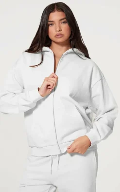 Ash Grey Premium Zip Up Oversized Hoodie