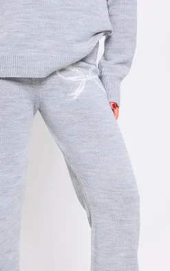 Ash Grey Soft Knit Wide Leg Sweatpants