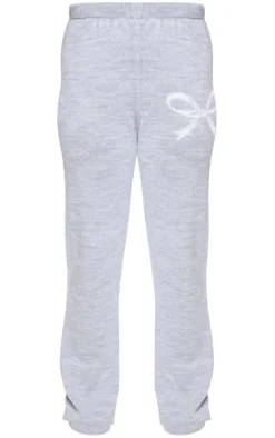 Ash Grey Soft Knit Wide Leg Sweatpants