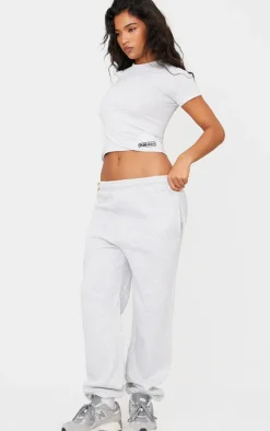 Ash Grey Sweat Cuffed High Waist Sweatpants