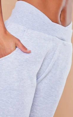 Ash Grey V Waistband Wide Leg Sweatpants