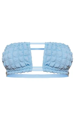 Baby Blue Bubble Bandeau Cut Out Bikini Top