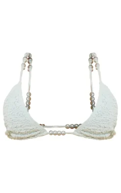 Baby Blue Bubble Textured Triangle Bikini Top