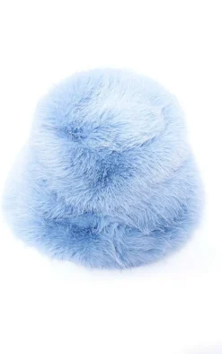 Baby Blue Faux Fur Fluffy Bucket Hat