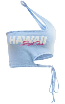 Baby Blue Hawaii Soft Knit Cut Out Top