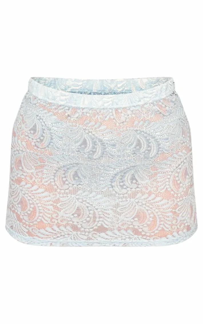Baby Blue Lace Micro Mini Skirt