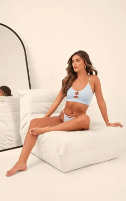 Baby Blue Seamless Rib O Ring Detail Bralet