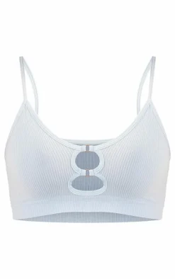 Baby Blue Seamless Rib O Ring Detail Bralet