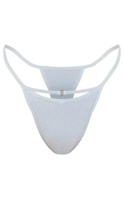 Baby Blue Seamless Rib Tanga O Ring Detail Thong