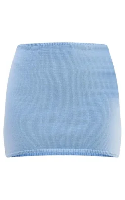 Baby Blue Soft Knit Mini Skirt