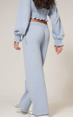 Baby Blue Waistband Wide Leg Sweatpants