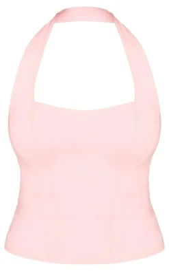 Baby Pink Bengaline Square Neck Top